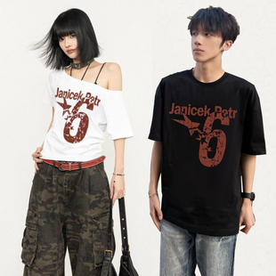 短袖 夏季 T恤小众设计男女一长一短上衣ins 特别情侣装 2025年新款