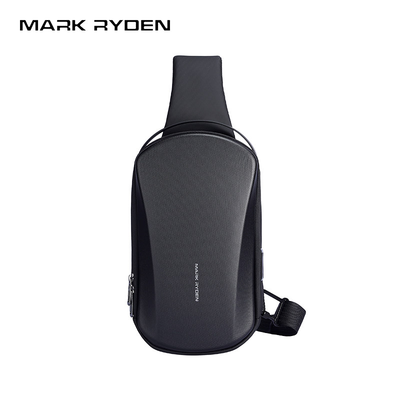马可莱登休闲单肩斜挎包硬壳抗压大容量胸包男士户外旅行小背包