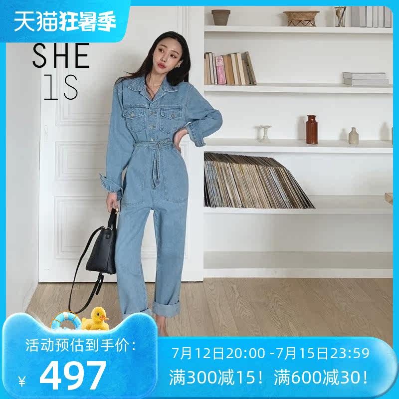 韩国女装THERE SHE IS时尚休闲连身裤牛仔