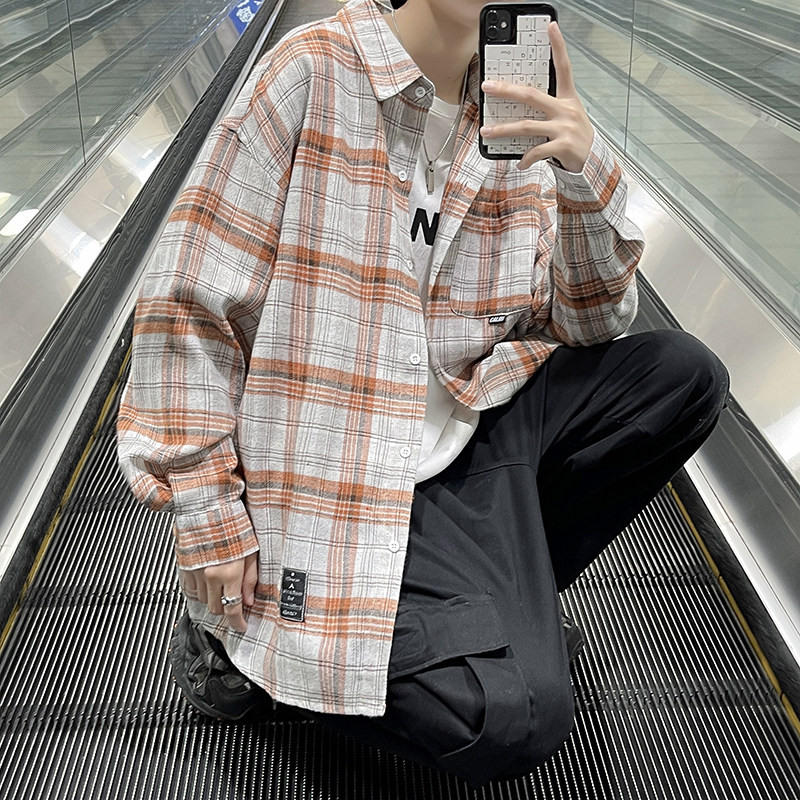 2021早秋新款男士衬衫大码港风条纹复古格子开衫QT4029-CS01,男装衬衫,电商A021