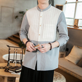 风立领男士休闲衬衫棉麻盘扣男QT4029-CS15，男装衬衫，电商A021
