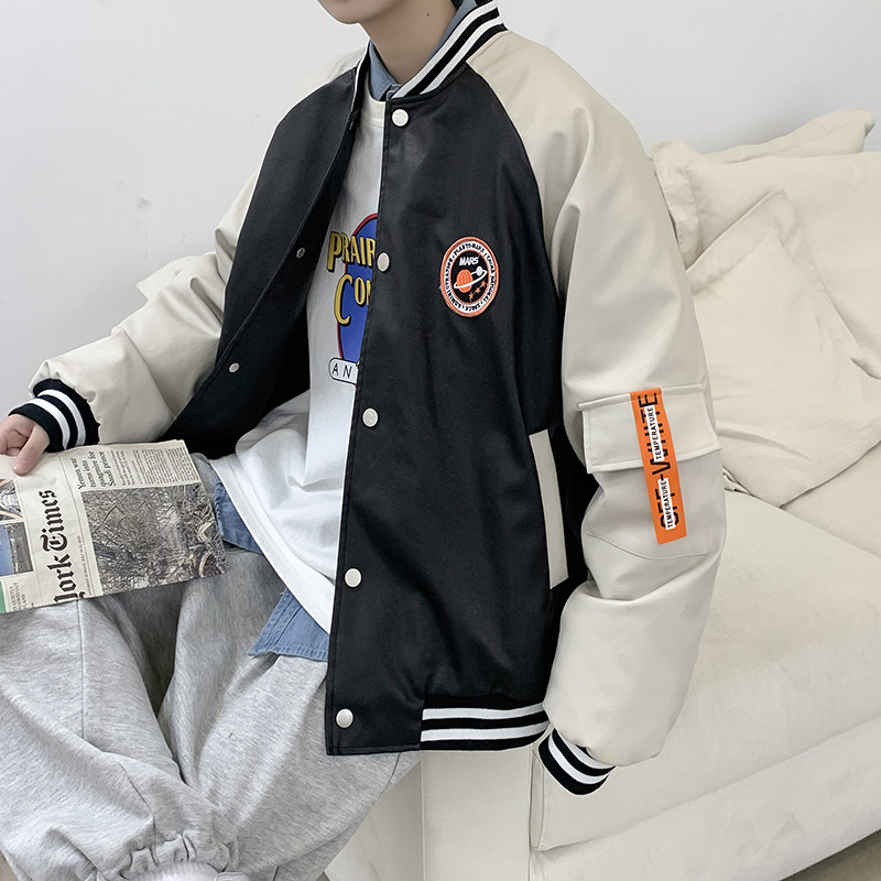 2021秋冬新款港风PU皮夹克外套情侣大码棒球服-M05,男装夹克,电商A021