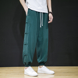 2024风夏季新款纯色复古盘扣大码休闲束脚男A021-K22070-P65，男装休闲裤，电商A021