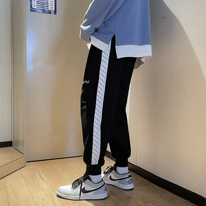 秋装新款刺绣织带拼接休闲束脚卫裤QT4029图片