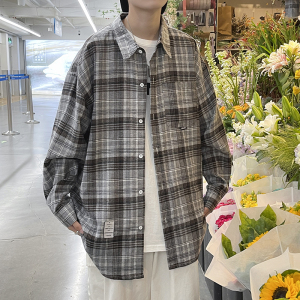 港风 2021男士衬衫港风条纹格子开衫QT4029-CS01图片