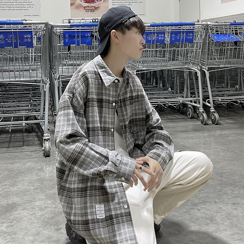 港风2021男士衬衫港风条纹格子开衫QT4029-CS01,男装衬衫,电商A021