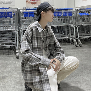 港风 2021男士衬衫港风条纹格子开衫QT4029-CS01图片