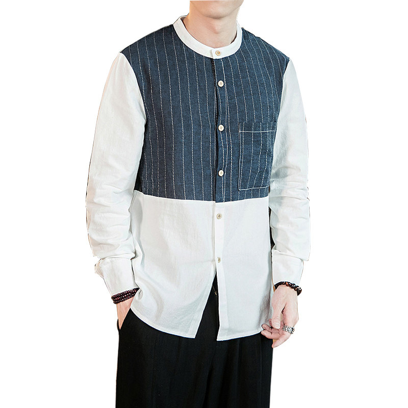 风立领男士休闲衬衫棉麻盘扣男QT4029-CS15,男装衬衫,电商A021