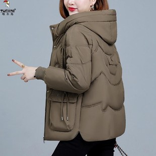 妈妈装 啄木鸟羽绒棉服冬装 加厚棉袄洋气保暖棉衣冬季 新款 外套短款