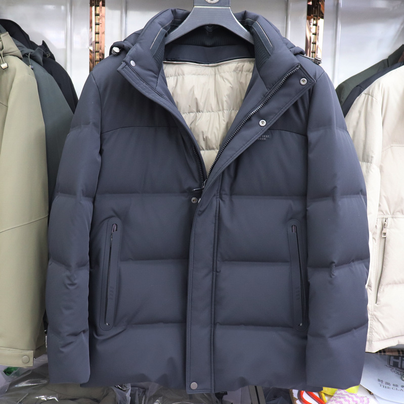 2025冬季新款杰克雄狮男装休闲男士简约可脱卸帽活套羽绒服8793