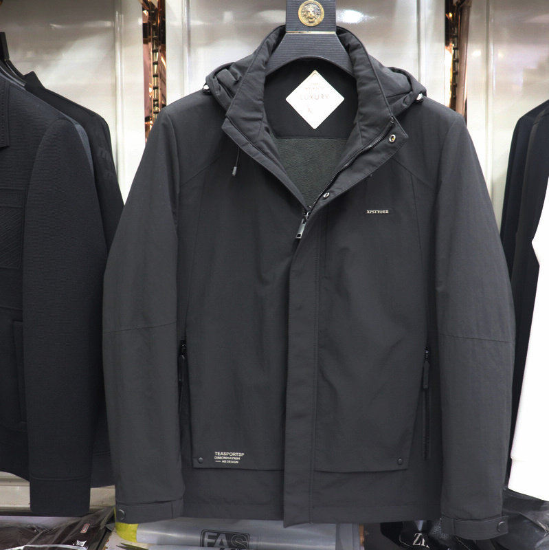 2025冬季新款男装杰克雄狮休闲男士商务可脱卸帽棉衣外套82529