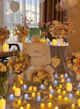 仿真LED电子蜡烛灯浪漫情调求婚布置生日表白装饰场景烛光氛围灯