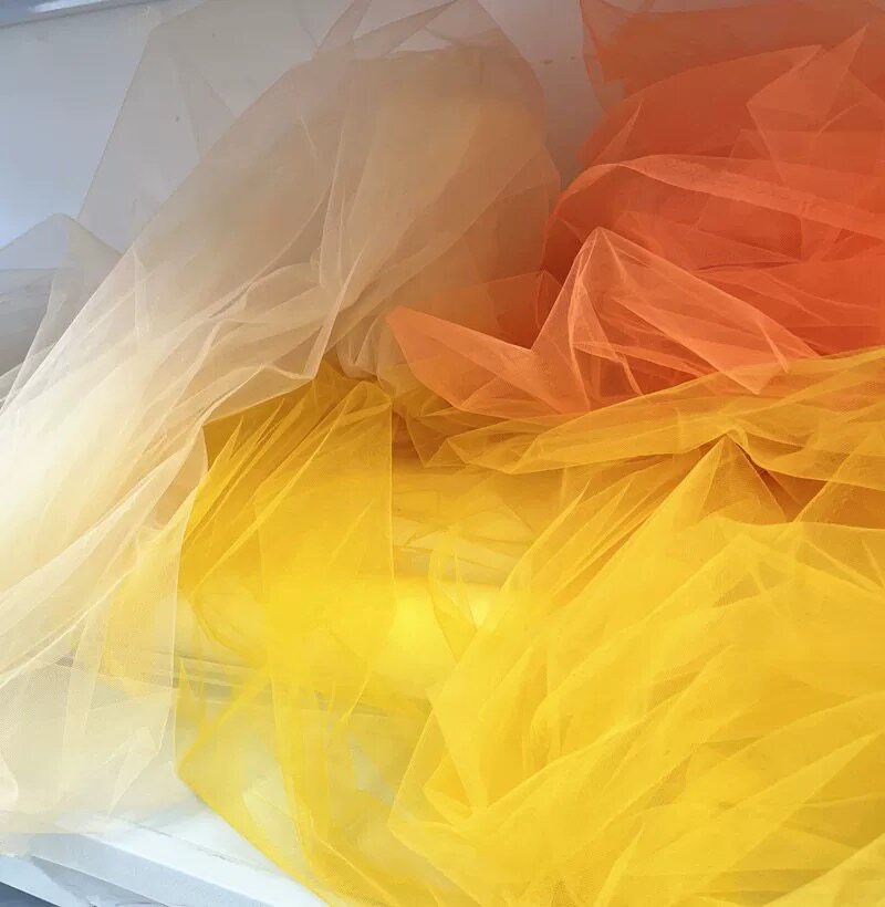 橙色黄色香槟中硬网纱蓬蓬裙撑造型业设计白色黑色婚纱装饰硬纱