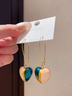 复古手工彩绘琉璃滴釉爱心耳圈耳环女小众高级感独特设计气质耳饰