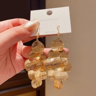 2025年新款镂空树叶流苏耳钩耳环女优雅气质夸张耳坠复古高级耳饰
