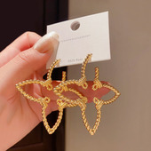 钟楚曦同款 镂空花朵耳环女欧美风夸张高级感小众18K金色耳饰 法式