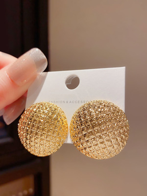 复古夸张金属风女18K金色耳环