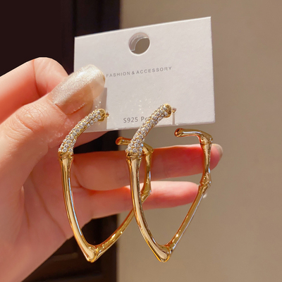 欧美复古夸张几何不规则耳圈耳环女简约独特设计感轻奢大圈耳饰