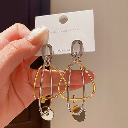 欧美夸张几何不规则金属大耳环女复古独特设计感小众个性耳坠耳饰