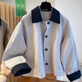 高级感翻领风衣外套女2025春季 夹克上衣 宽松休闲百搭工装 新款 韩版