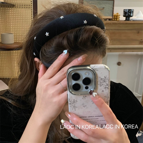 韩国超闪锆石五角星宽边发箍