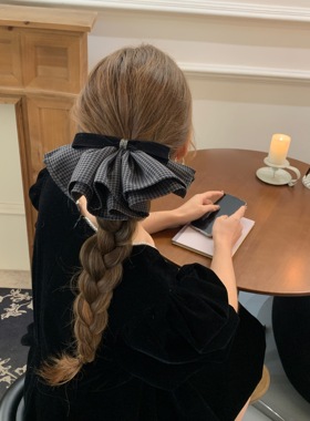 韩国2025新款高级感丝绒蝴蝶结发夹发饰头饰弹簧夹后脑勺发夹