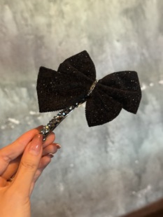 韩国东大门2025新款高级感丝绒蝴蝶结发夹女侧边夹发饰弹簧夹