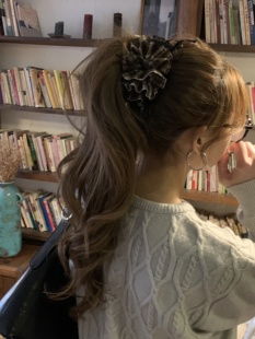 子花朵手工缝制香蕉夹竖夹发夹发抓马尾夹 秋冬学院风格