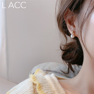 韩国东大门简约925银针水钻小珍珠耳钉百搭气质耳环少女耳坠耳钉