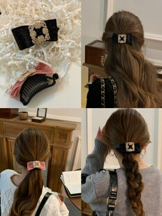 新品减-5水钻扭扭夹发夹高级感气质蝴蝶结后脑勺马尾夹扣夹马尾夹