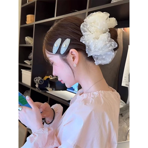 韩国欧尼家大号蓬松网纱波点发圈2026新款法式超仙慵懒发饰头绳女