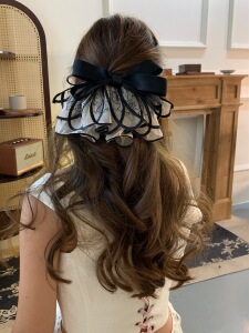 韩国春夏新款蕾丝蝴蝶结发夹女2026新款高级感气质发饰弹簧夹