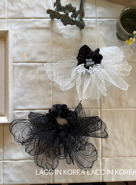 韩国超仙镂空蕾丝立体仙女风大肠发圈2025新款扎马尾发饰头绳女