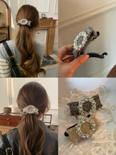 减5新款马尾扣水钻发夹丸子发圈盘发神器苞头淑女懒人百搭头发饰