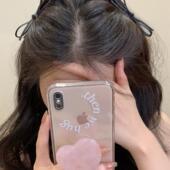 皮质蝴蝶结发夹女简约ins黑色甜酷侧边夹刘海夹发卡边夹发饰头饰