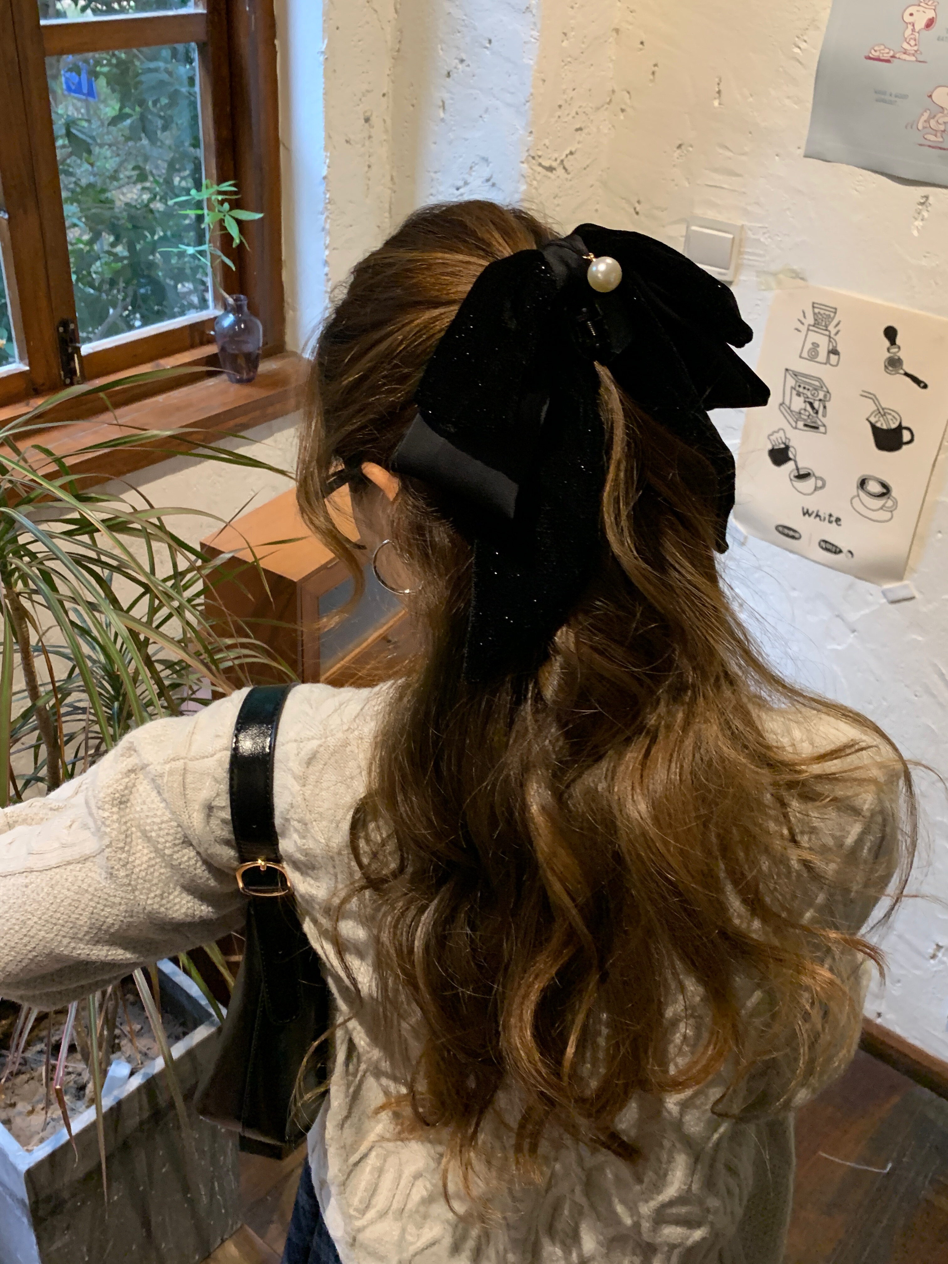 韩国秋冬2025新款高级感气质丝绒蝴蝶结马尾抓抓夹头夹头饰发夹