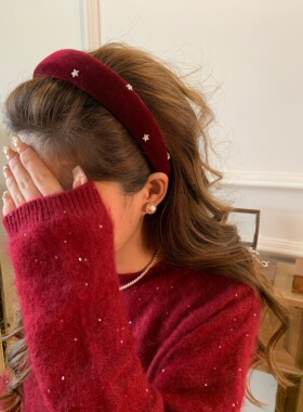 新品减10新年丝绒星星发箍女2026新款高颅顶简约小众发饰韩式头箍