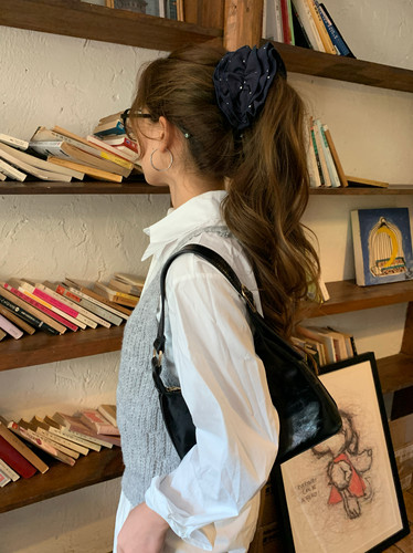 韩国波点布艺褶皱香蕉夹2025新款高马尾扎发扭扭夹气质复古发饰女