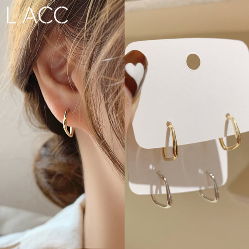 韩国春夏方形轻奢耳环2025年新款潮气质小众耳圈耳饰耳钉女纯银