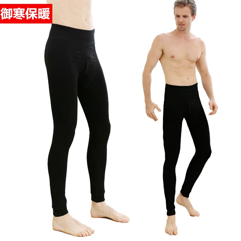 秋冬款男士紧身保暖裤冬天加厚带绒弹力加绒打底裤秋裤一体裤