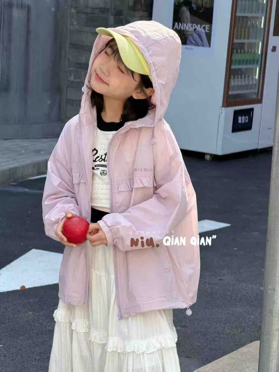 牛签签女童夏季新款连帽网面防晒衣外套中大童女童外套