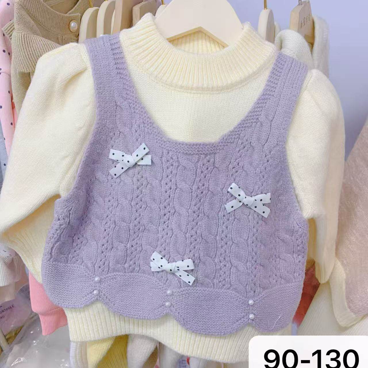 女童毛衣马甲2026秋冬新款儿童针织女孩毛线假两件马甲毛衣特价