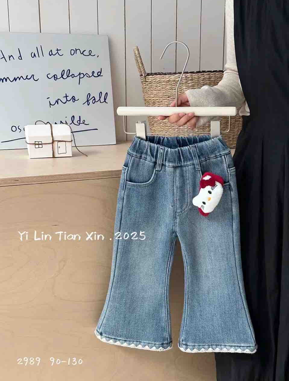 艺林甜心女童牛仔裤2025新款小童2-5岁宝宝牛仔裤喇叭裤