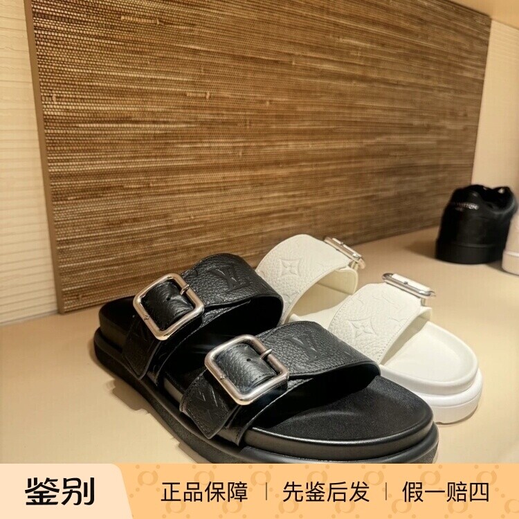 奢店代购 2025新款 LV/路易威登 VENICE 牛皮男士凉拖拖鞋 1AHSJI
