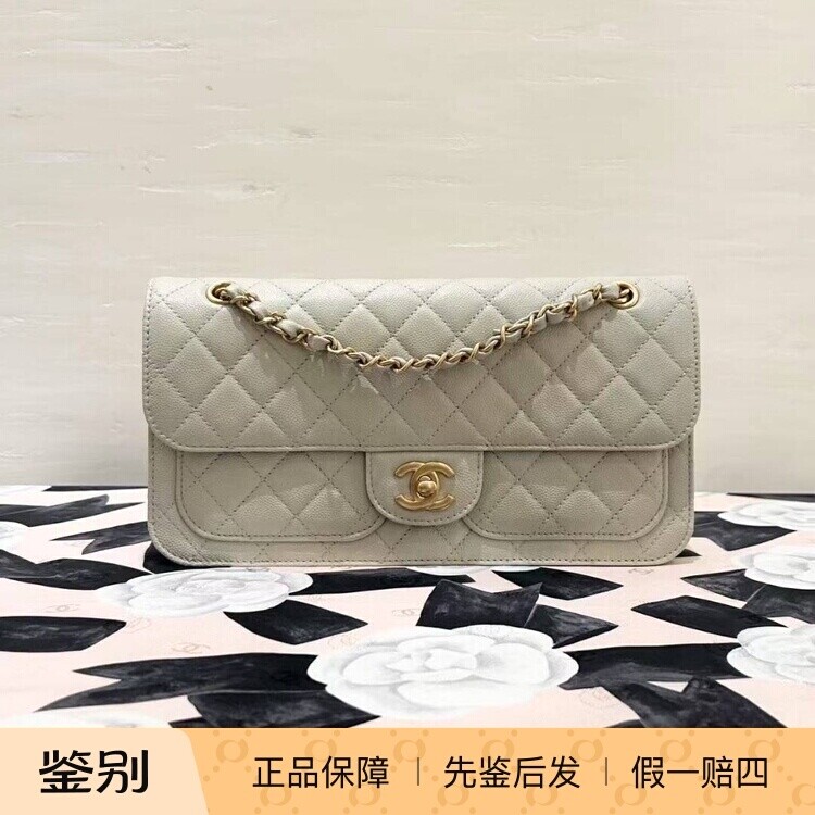 奢店代购 2025b 新款正品 CHANEL/香奈儿 牛皮荔枝纹金扣气质手袋