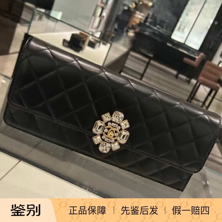 奢店代购 2026c 新款正品 CHANEL/香奈儿 羊皮水钻单肩手拿晚宴包
