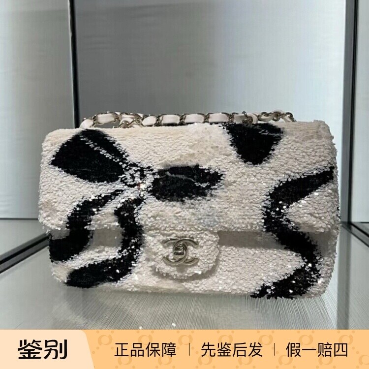 奢店代购 2025k 新款正品 CHANEL/香奈儿 限量蝴蝶结亮片cf单肩包