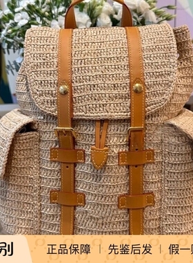 奢店代购 2025新款 LV/路易威登 CHRISTOPHER 草编双肩包 M14858