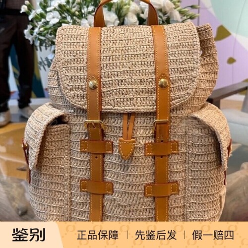 奢店代购 2025新款 LV/路易威登 CHRISTOPHER 草编双肩包 M14858