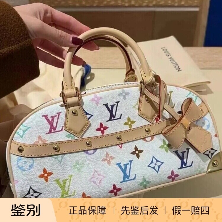 奢店 2025新款 LV/路易威登 村上隆 白三彩 EAST WEST手袋 M13084